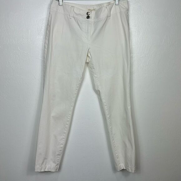 Eileen Fisher Organic Cotton Blend White Mid Rise Slim Pants Size 8 - Picture 2 of 10